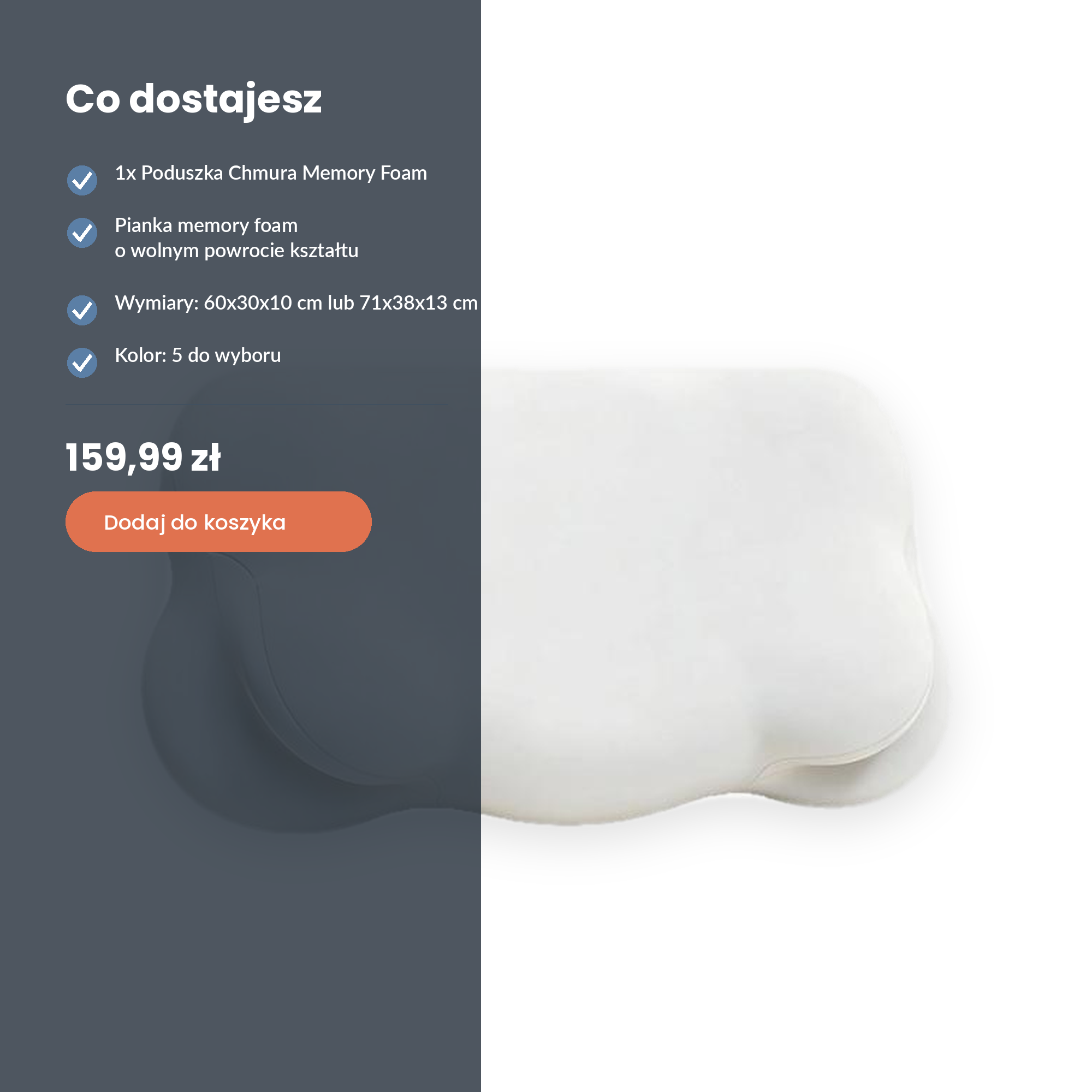 Poduszka Chmura Memory Foam